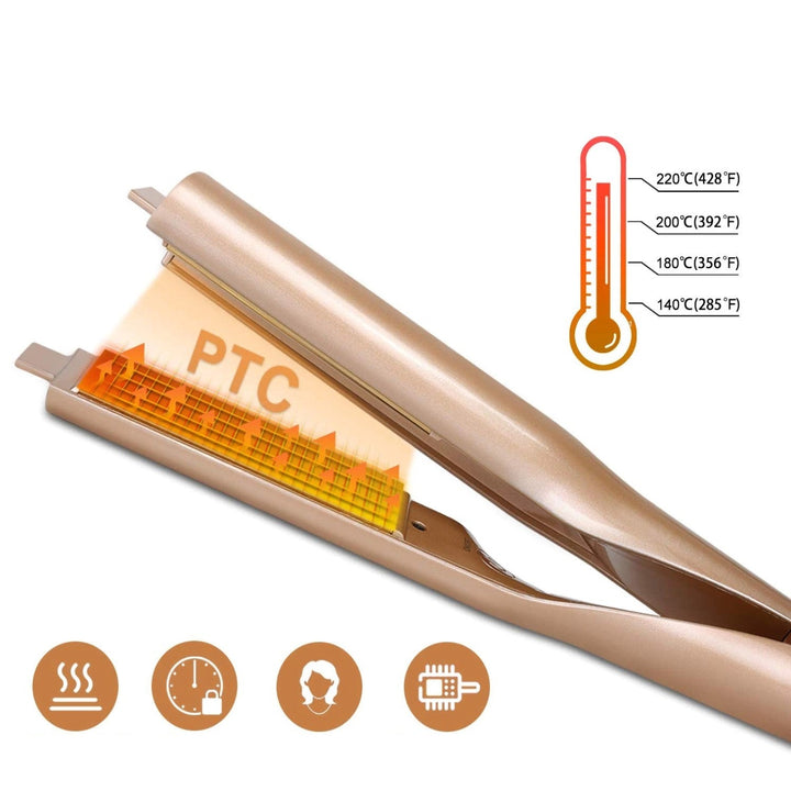 Compacte 2-in-1 haarstyling tool: keramische stijltang en krultang.
