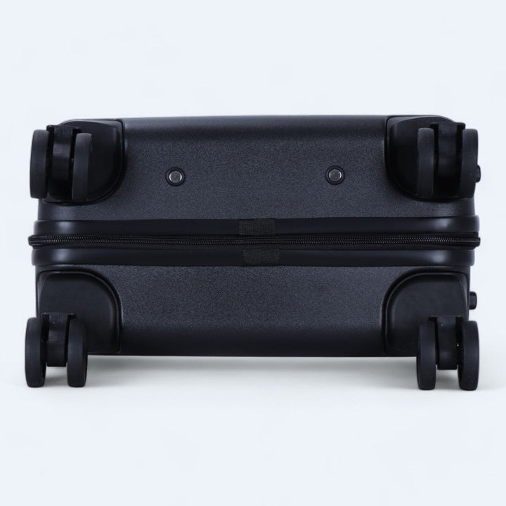 Sterke, dubbele wieltjes op de Atlas Explorer hardcase trolley, zorgen voor soepel transport.