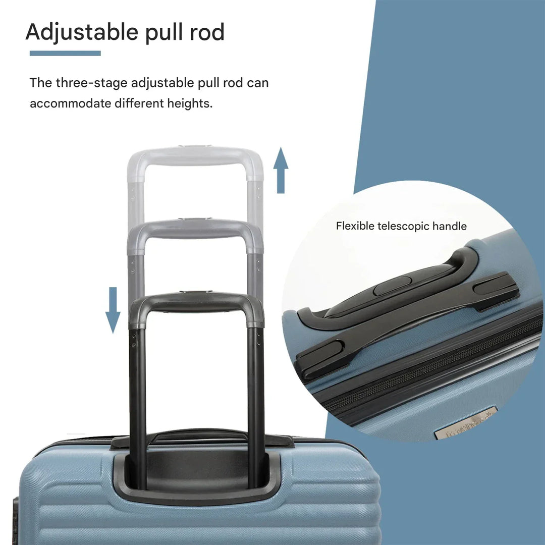 Grote, middel en kleine blauwe hardschaal koffers, robuust ABS plastic voor zakelijke en privé reizen.
