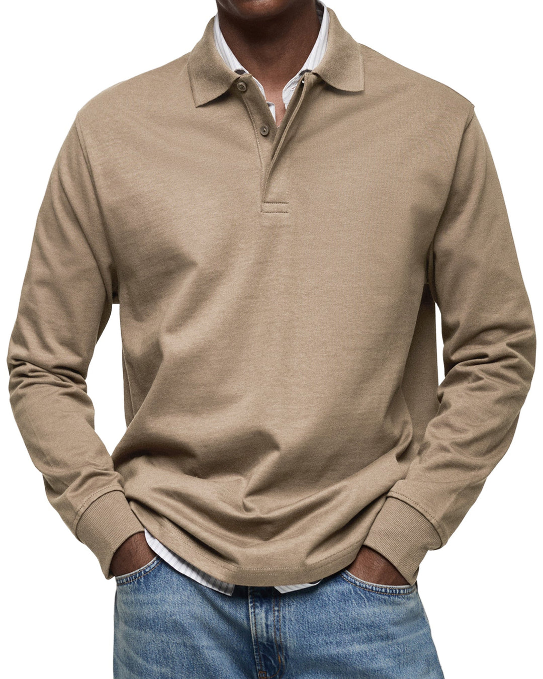Casual chic heren polo met lange mouwen voor een comfortabele en verzorgde uitstraling