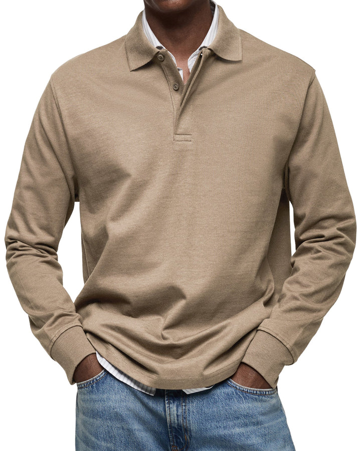 Casual chic heren polo met lange mouwen voor een comfortabele en verzorgde uitstraling