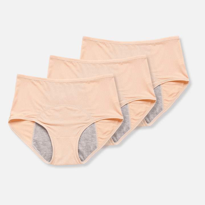 Zachte stof van lekvrij dames menstruatieondergoed, detailopname toont kwaliteit en comfort.