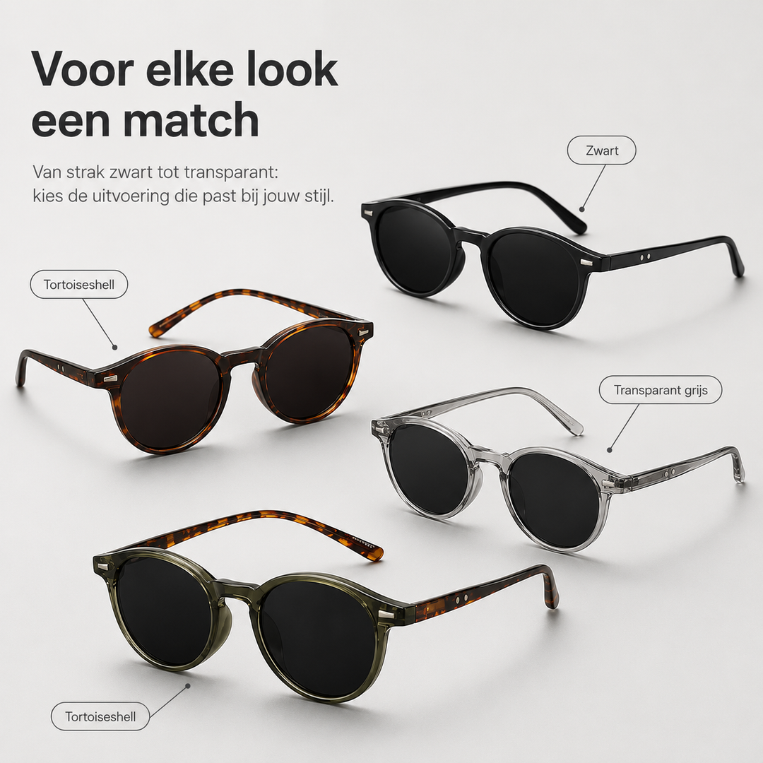 Heren zonnebril met groen rond montuur en vintage look, een stijlvolle keuze voor mannen.