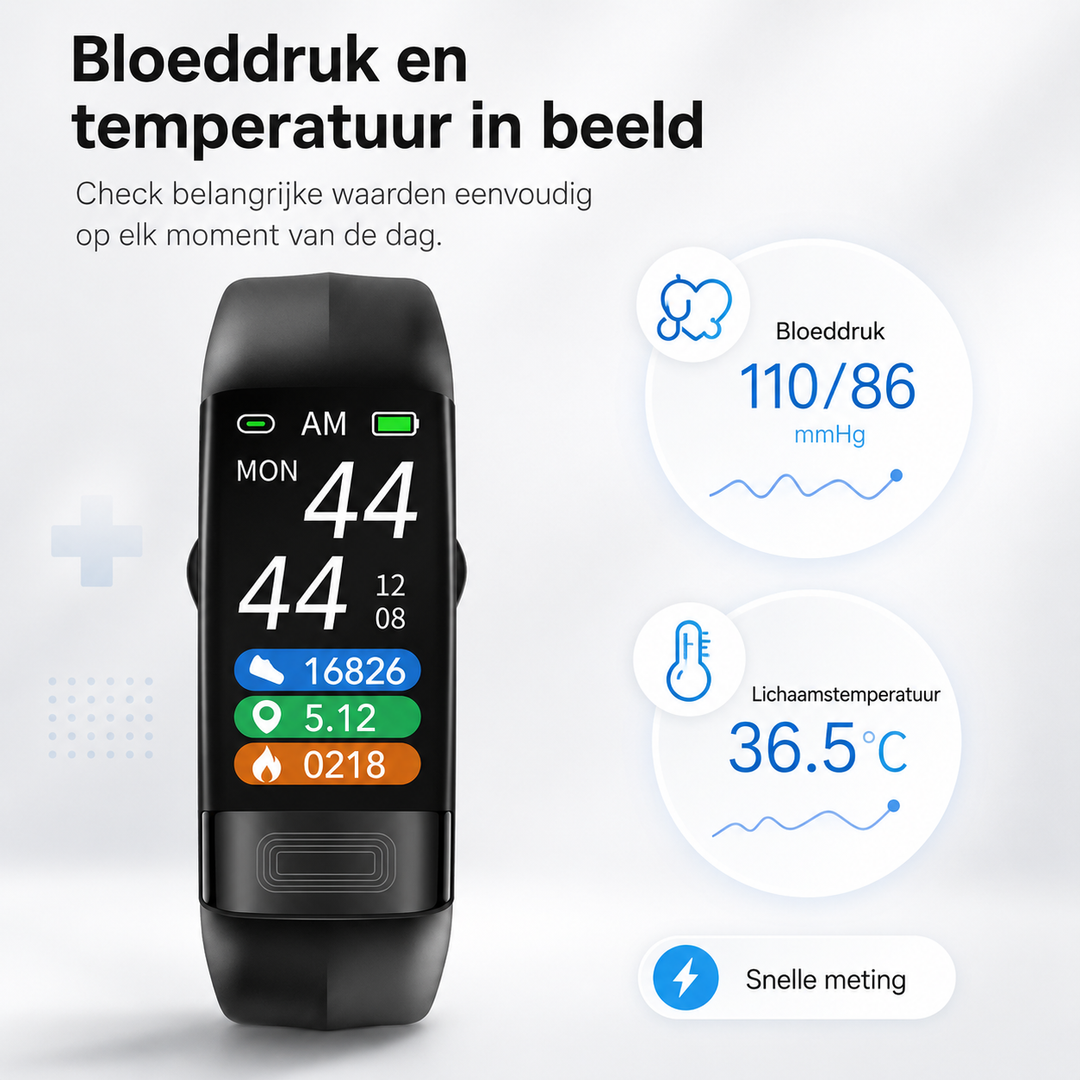 Nauwkeurige bloeddrukmeter slimme armband, perfect voor dagelijkse gezondheidsmonitoring.