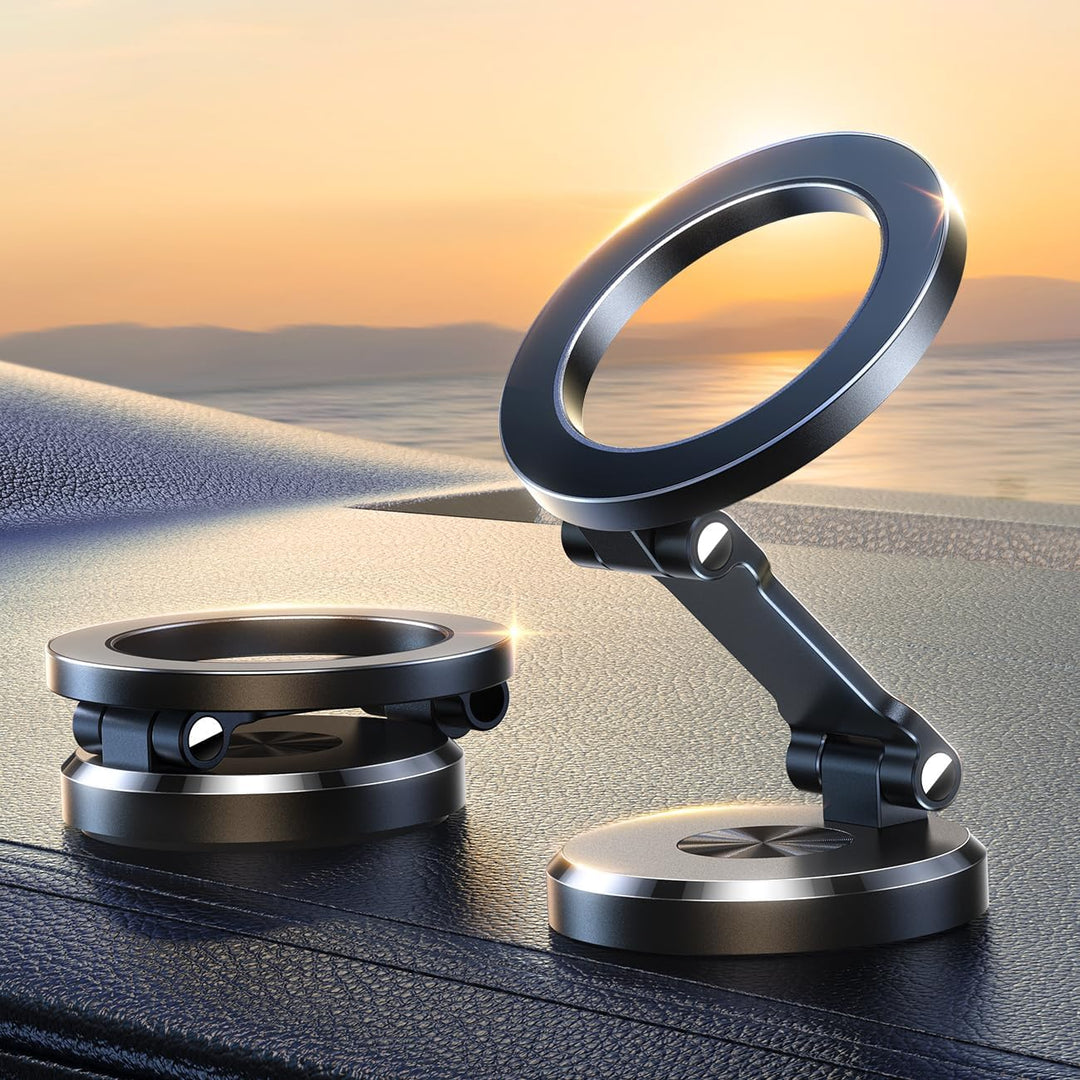 360° opvouwbare magnetische telefoonhouder voor auto, sterk en verstelbaar voor veilige smartphone navigatie.
