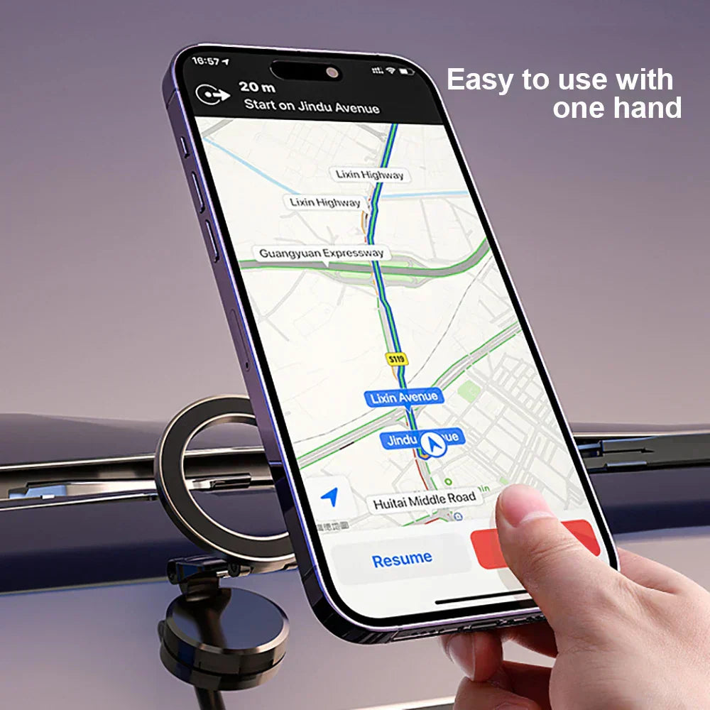 Compacte opvouwbare magnetische telefoonhouder voor de auto, bespaart ruimte en houdt je smartphone binnen handbereik.