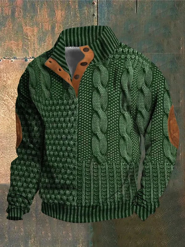 Stijlvolle herenpullover in een diepe groene tint, perfect voor diverse looks.
