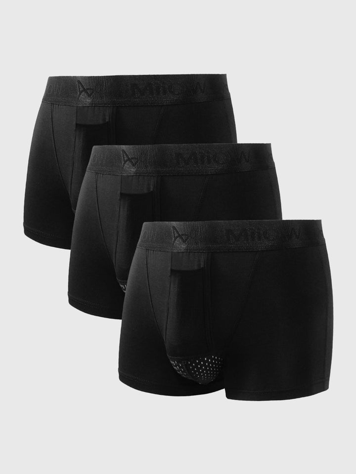 Zijdezachte heren ondergoed boxershorts met innovatieve duo pouch