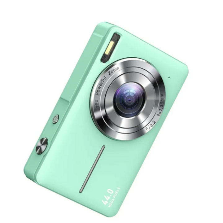 Gebruiksvriendelijke digitale camera in vintage stijl, perfect voor het creëren van nostalgische fotoalbums.