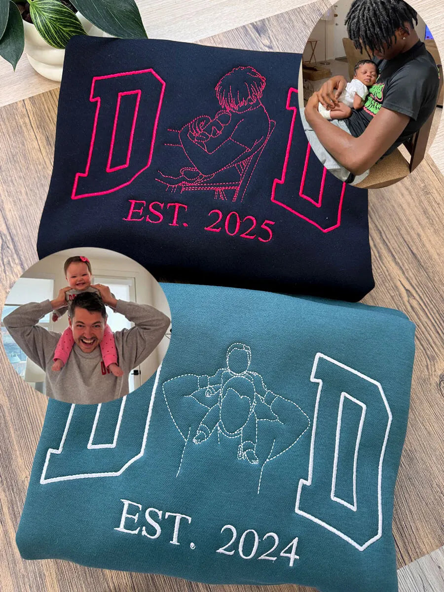 Gepersonaliseerd sweatshirt met geborduurde foto voor vader
