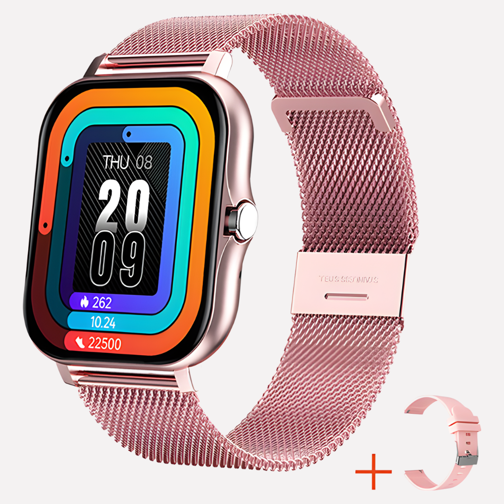 Roze smartwatch met gps en extra bandje