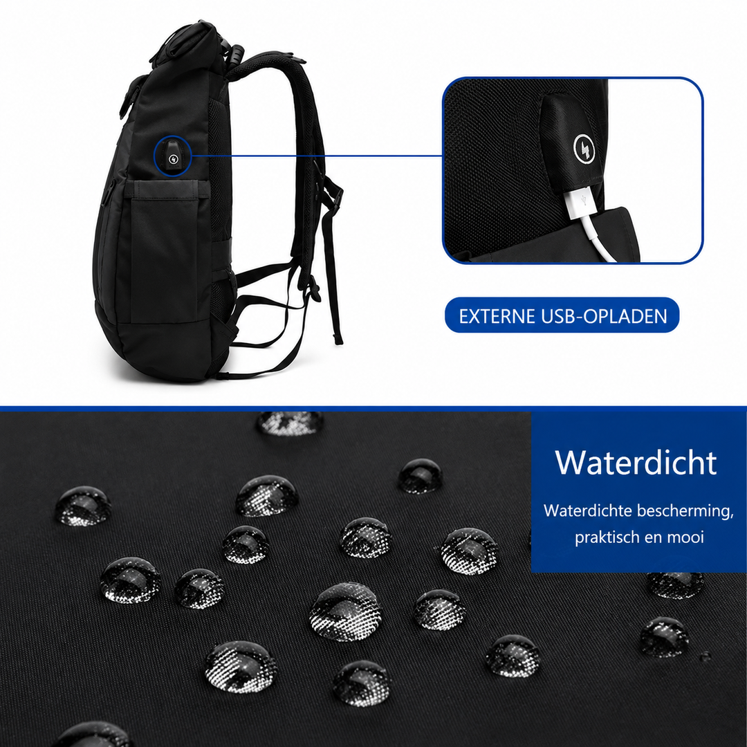 Ruime Rolltop Reisrugzak met Laptopvak voor Dames en Heren
