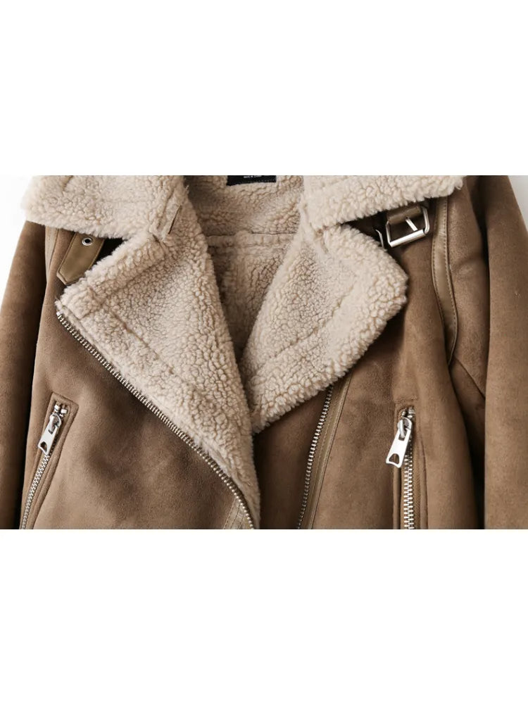 Stijlvolle dames winterjas met elegante kraag in beige