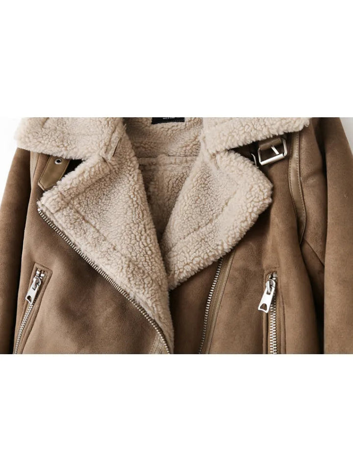Stijlvolle dames winterjas met elegante kraag in beige