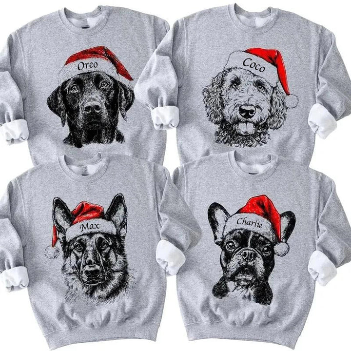 Gepersonaliseerde unisex kersttrui met huisdierportret. Jouw favoriete dier op een feestelijke trui.