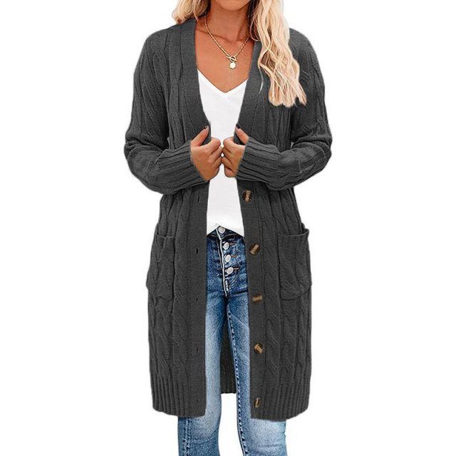 Lang gebreid damesvest in beige met open voorkant voor casual chic outfits
