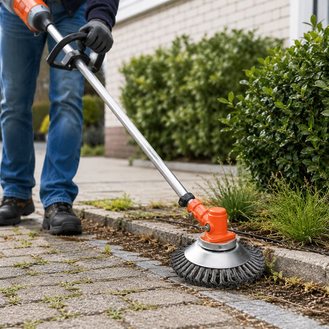 Universele staaldraadborstel voor grastrimmers en bosmaaiers in verpakking