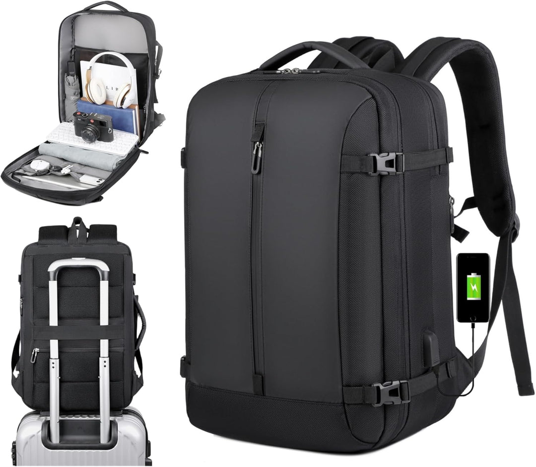 40L uitbreidbare reisrugzak, waterdicht met 17" laptopvak en USB-poort. Perfect voor al je reizen.