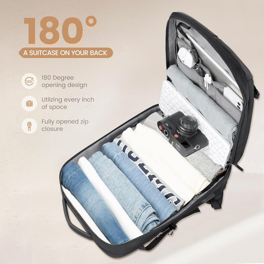 Veelzijdige unisex rugzak van 40L met USB-poort, geschikt voor school, werk en zakelijke reizen.