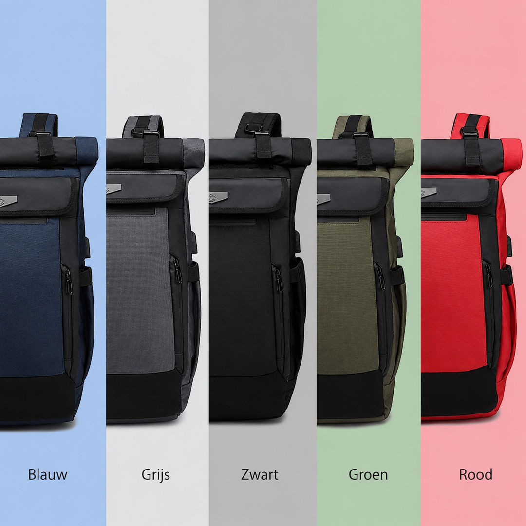 Ruime Rolltop Reisrugzak met Laptopvak voor Dames en Heren