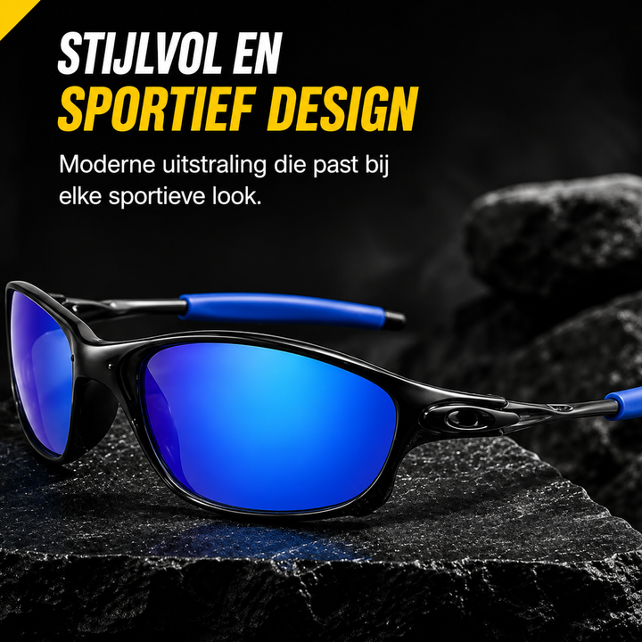 Outdoor heren zonnebril, titanium montuur, sportief en lichtgewicht met gepolariseerde glazen.