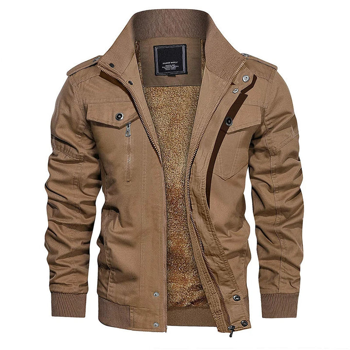 Khaki heren winter bomberjas met warme binnenvoering
