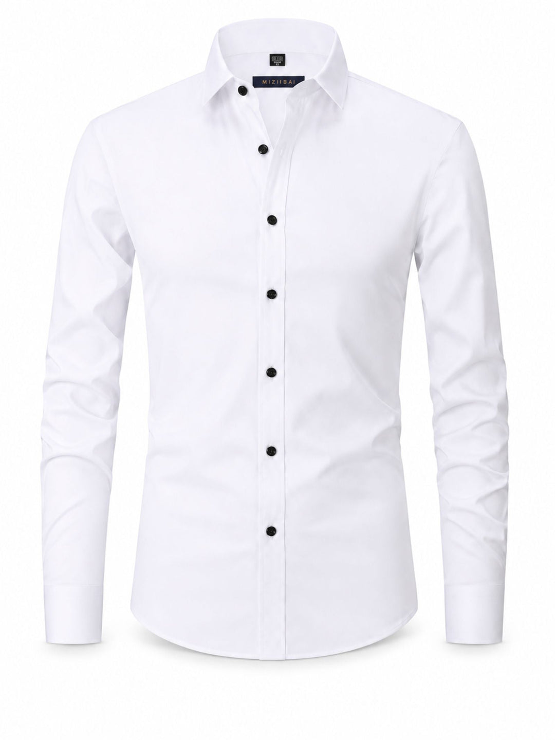 Elegant grijs stretch overhemd slim fit voor heren, lange mouwen, stijlvol en comfortabel.