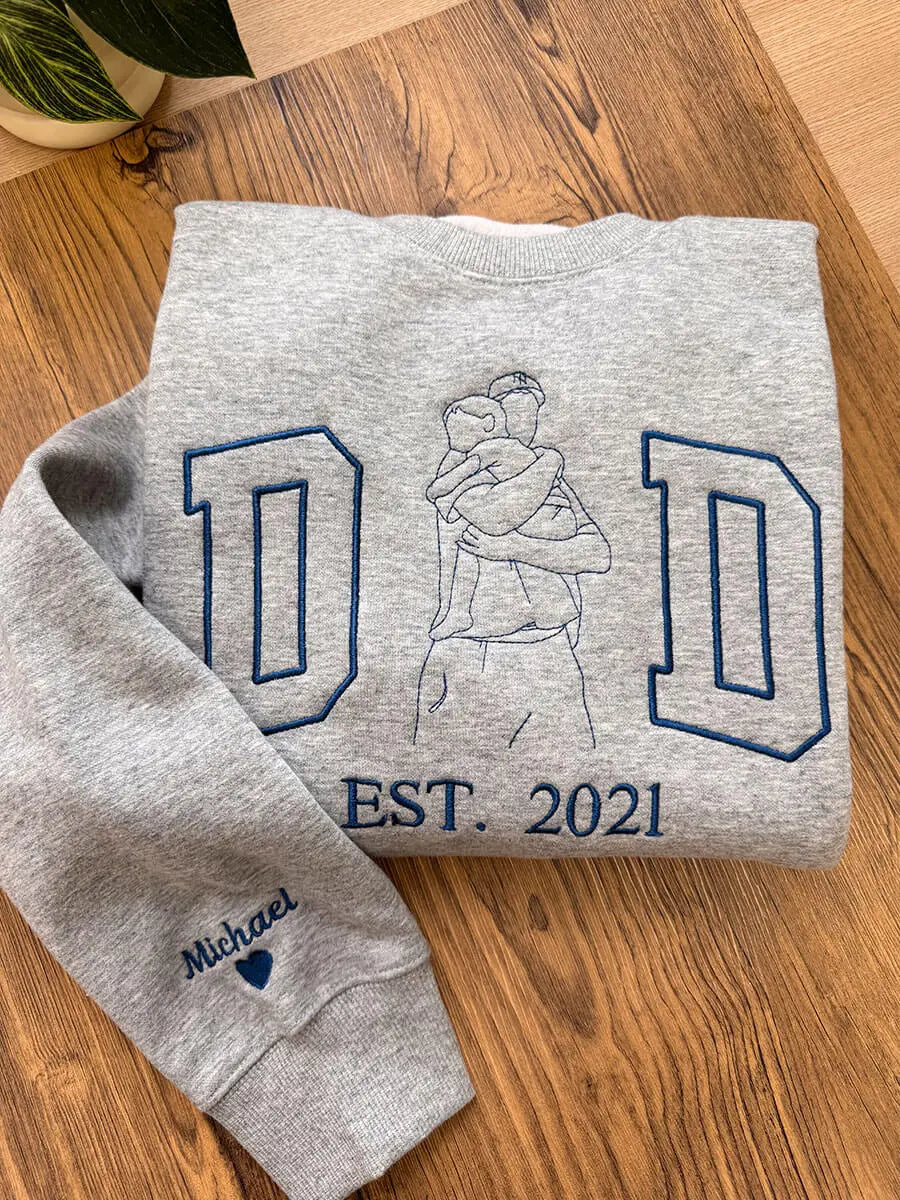 Gepersonaliseerd vaderdag sweatshirt met foto en naam voor de liefste papa cadeau