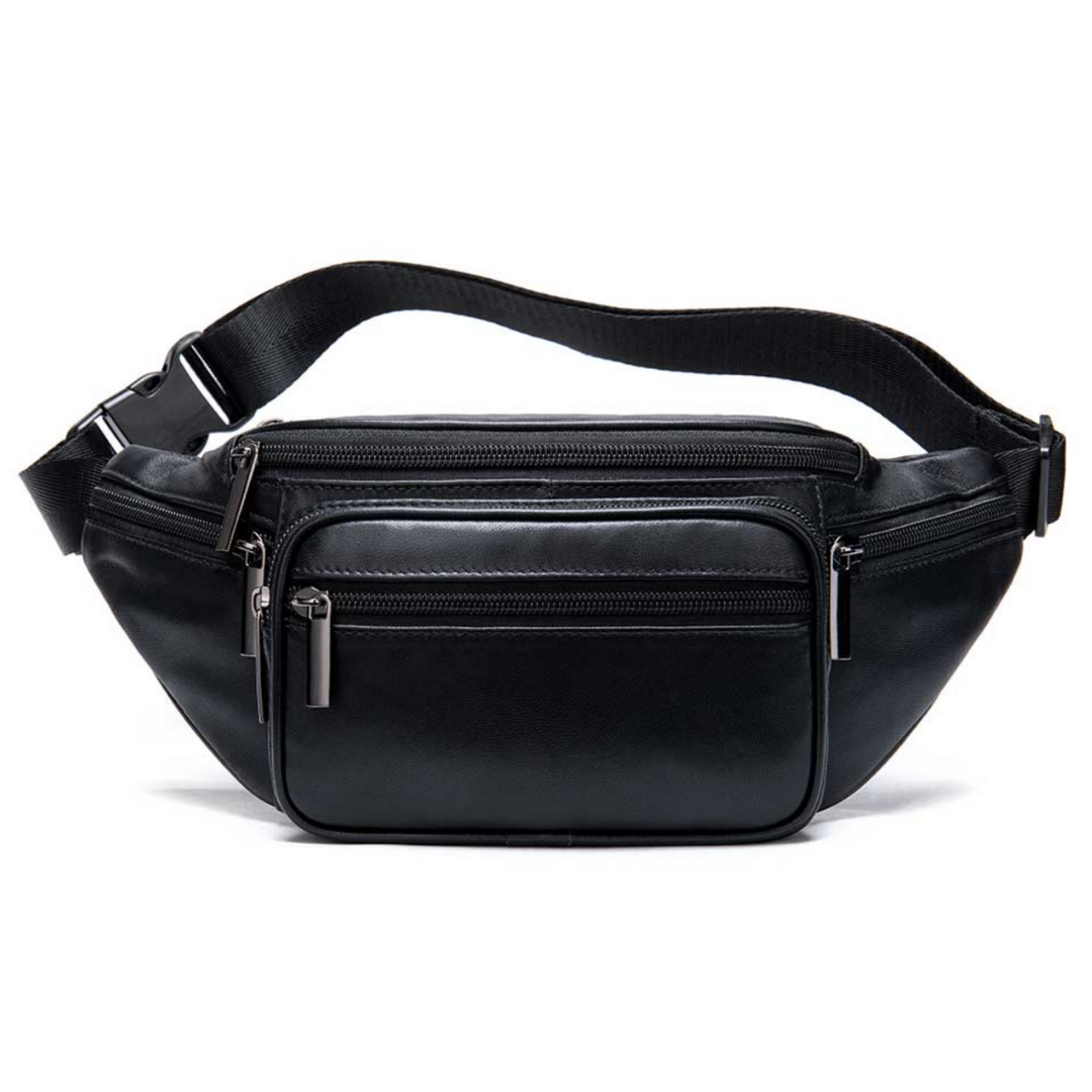 Heren leren schoudertas, compact en stijlvol. Perfect voor dagelijks gebruik en essentiële accessoires.