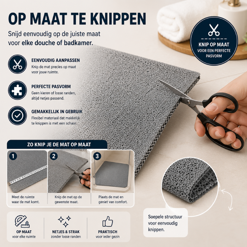 Gedetailleerde textuur van een sneldrogende douchemat in de badkamer