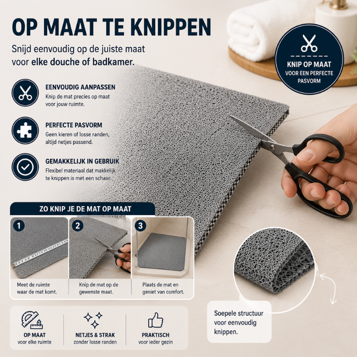 Gedetailleerde textuur van een sneldrogende douchemat in de badkamer