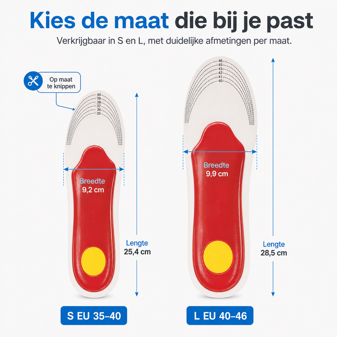 Detail van de boogondersteuning in de 3D inlegzolen, cruciaal voor stabiliteit en voetgezondheid.
