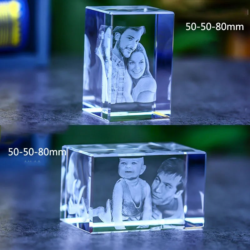 Gepersonaliseerd Kristallen Fotoblok | 2D & 3D Lasergravure Cadeau