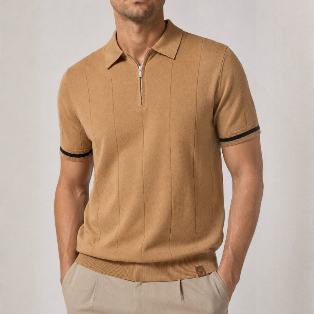 Stijlvolle heren ritskraag polo; comfortabel gebreid poloshirt voor dagelijks gebruik.