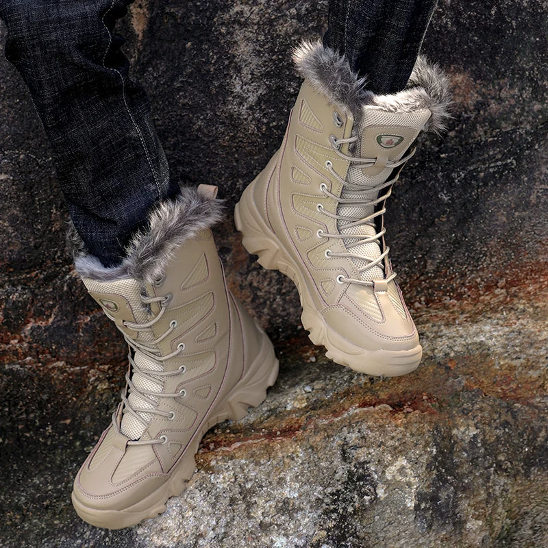 Waterdichte heren winter snowboots in kaki kleur voor koude dagen