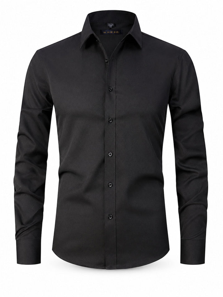 Blauw stretch shirt voor heren, lange mouwen, comfortabel en stijlvol voor zowel casual als formeel.