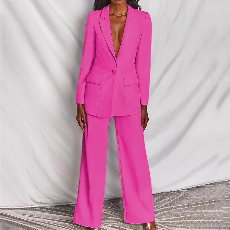 Dames chique blazer & broek set, een stijlvolle en veelzijdige tweedelige outfit.