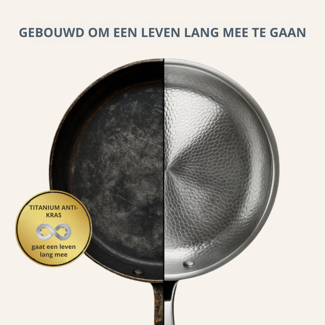 Vergelijking van krasbestendigheid van de gehamerde titanium pan