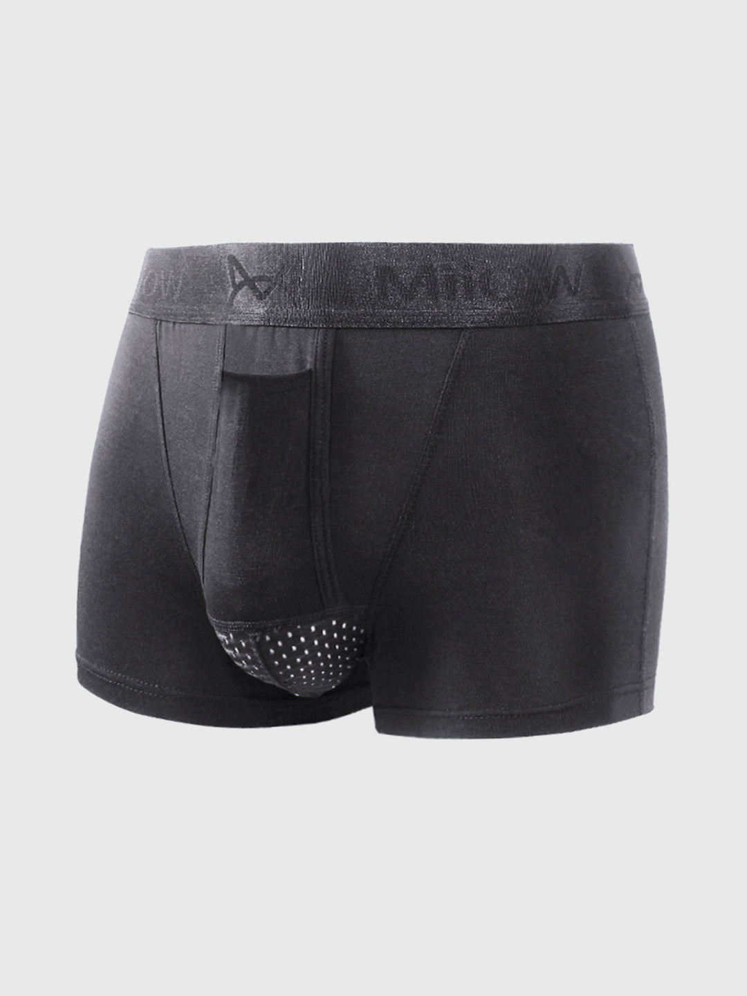 Detailopname van zwarte boxershort voor heren met ergonomische pasvorm