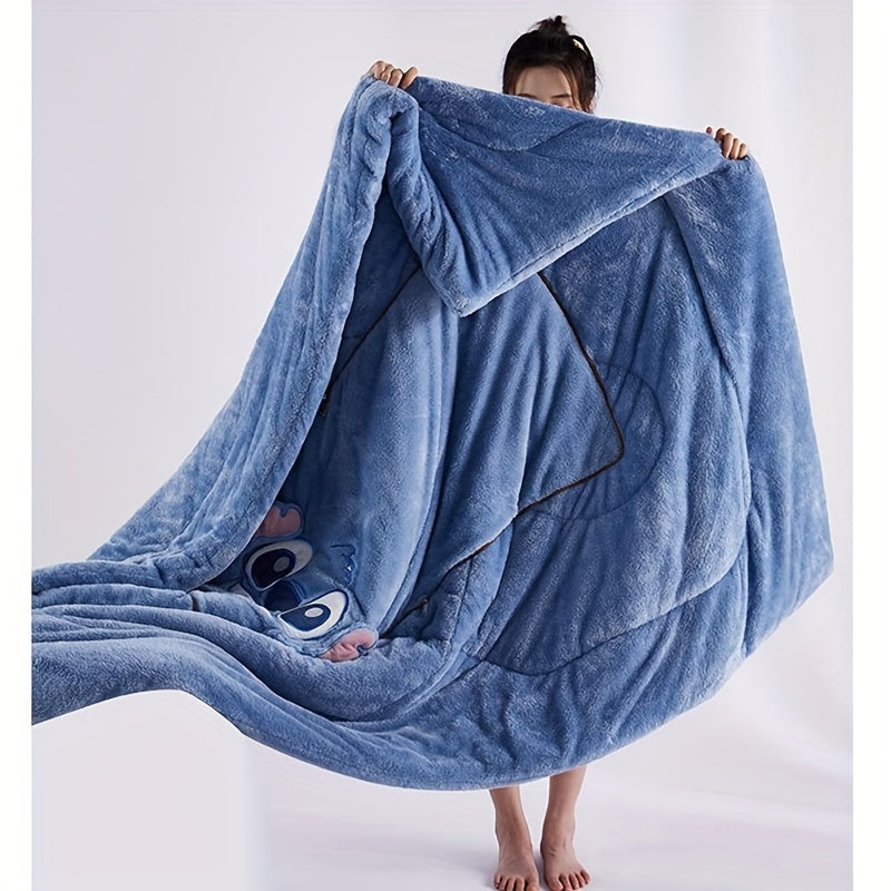 Detailopname van de hoogwaardige Stitch pluche stof en levendige kleuren