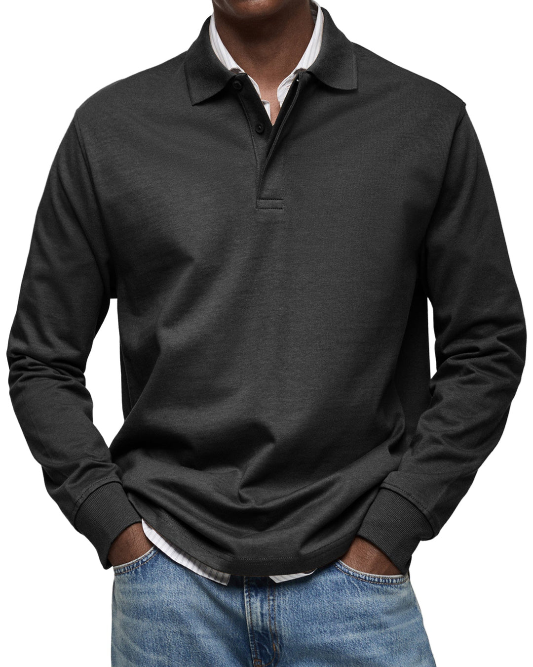 Stijlvolle heren polo met lange mouwen in een casual chic ontwerp voor herenmode