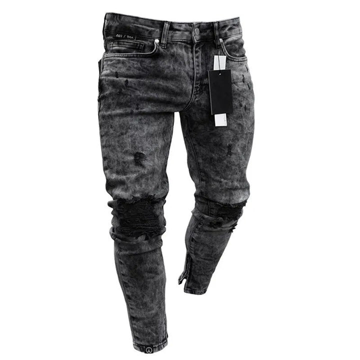 Stijlvolle broek voor heren getoond vanaf de achterkant met zakdetails