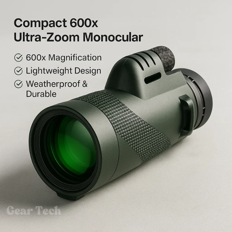 Draagbare monoculaire met 600x zoom en HD lens, een essentieel reisaccessoire voor natuurobservatie.