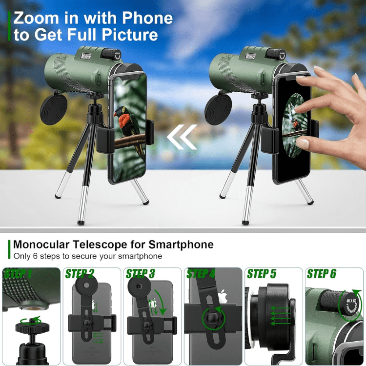 Smartphone compatibele 600x Ultra-Zoom monoculaire, leg al uw observaties vast in HD kwaliteit.