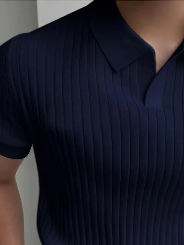 Khakikleurige heren gebreide polo voor een smart-casual look