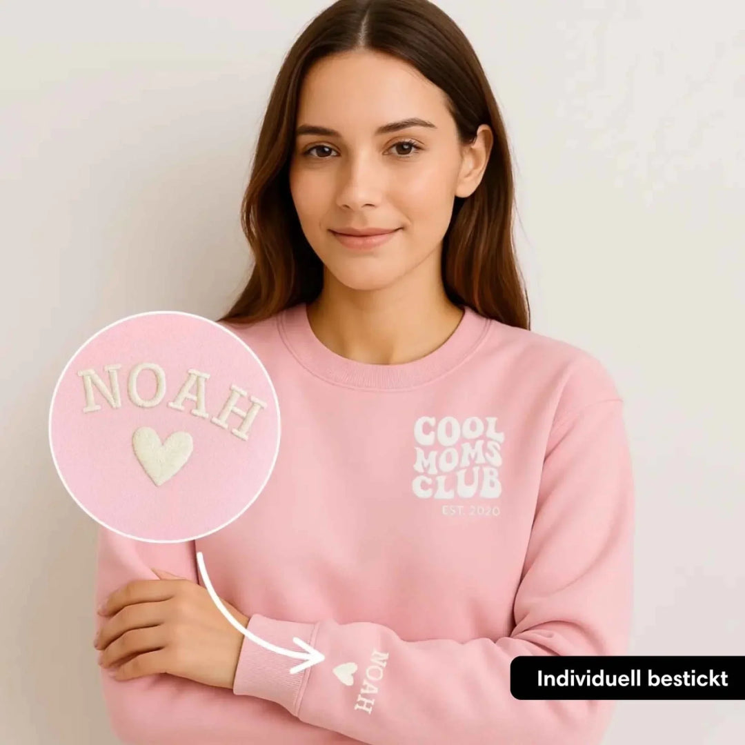 Gepersonaliseerd dames sweatshirt met eigen borduurwerk, een uniek en stijlvol geschenk voor moeders.