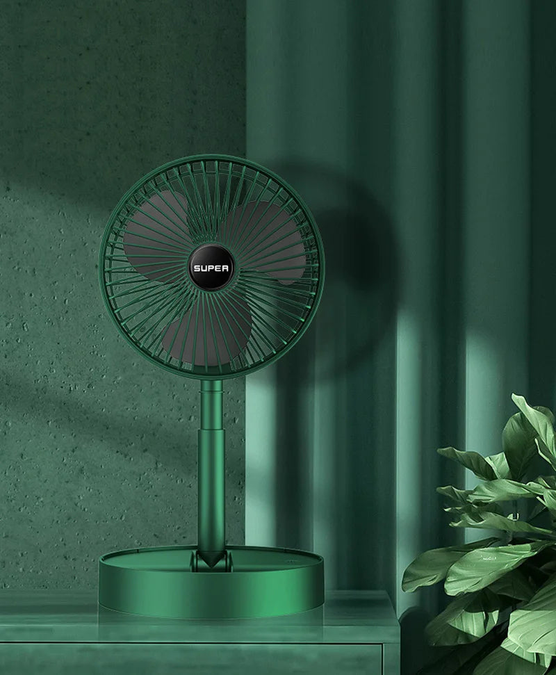Oplaadbare USB-tafelventilator, plug-in optie, krachtige verfrissing voor warme zomerdagen.