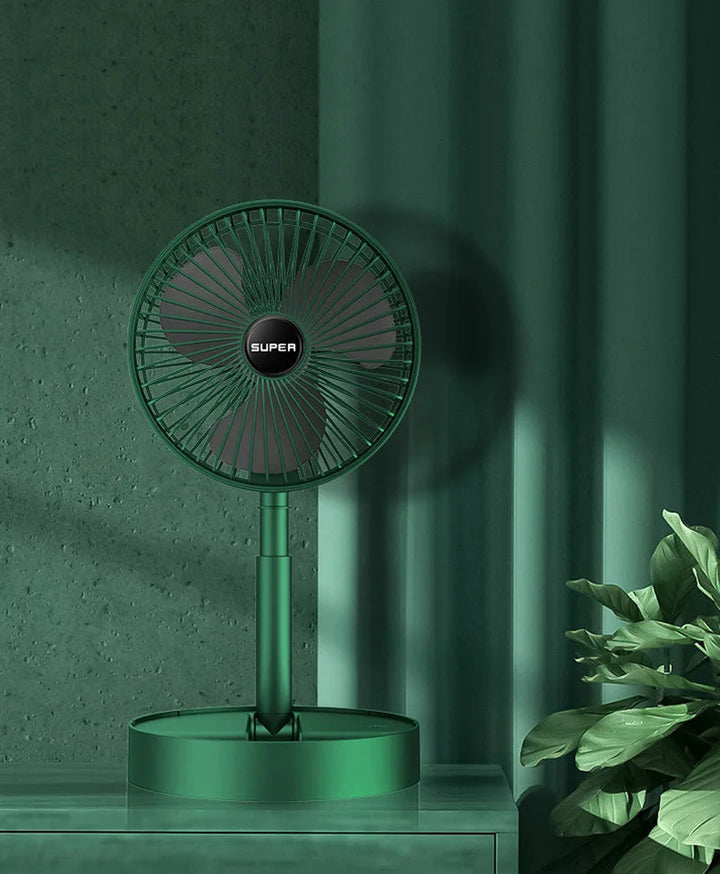 Oplaadbare USB-tafelventilator, plug-in optie, krachtige verfrissing voor warme zomerdagen.