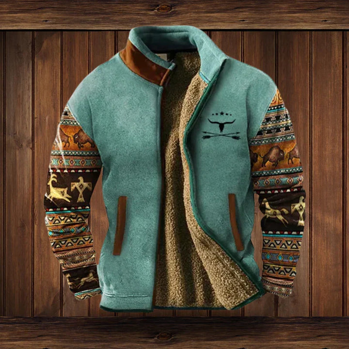 Heren western jas met zachte binnenvoering in blauwe kleur