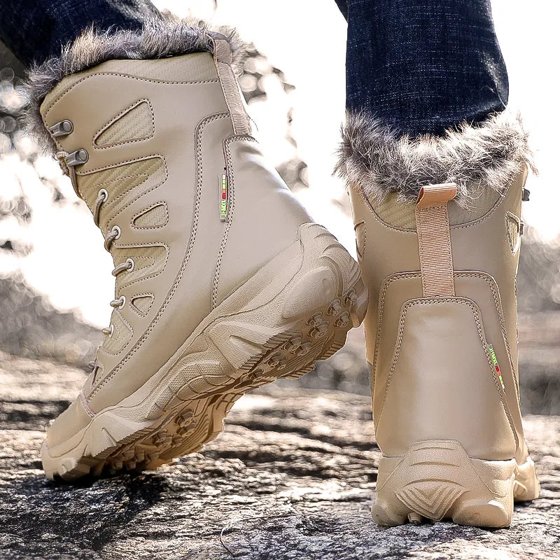 Zwarte herenschoenen met dikke profielzool voor winterse omstandigheden